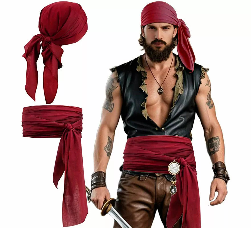 Translation missing: de.Kit de Pirata para hombre: Pañuelo y Cinturón