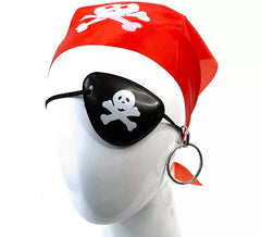 Rotes Piraten-Kit: Schal, Aufnäher und Ohrring