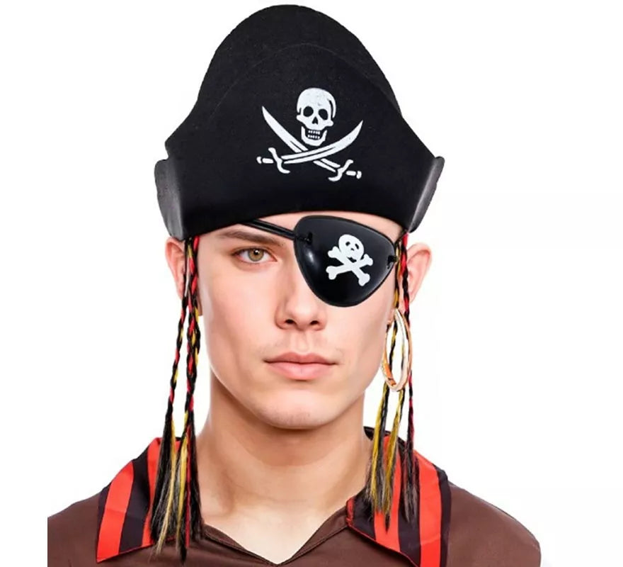 Translation missing: de.Kit de Pirata: Sombrero con Trenzas, Pendiente y Parche