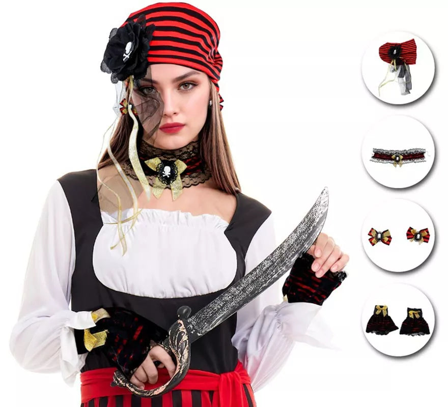 Translation missing: de.Kit de Pirata: Tocado, Gargantilla, Pendientes y Mitones