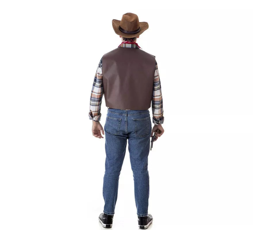 Translation missing: de.Kit de Pistolero Cowboy para hombre: Chaleco, Pañuelo y Sombrero