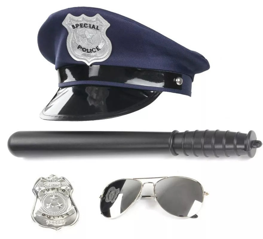 Translation missing: de.Kit de Policía azul: Gorra, Gafas, Porra y Placa