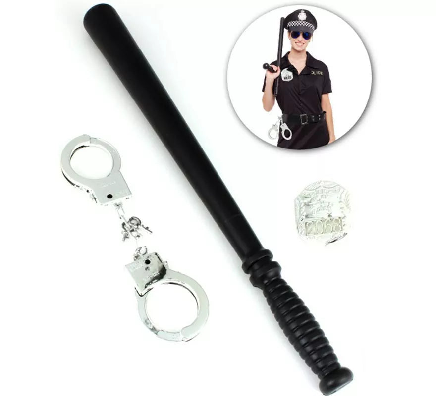 Translation missing: de.Kit de Policía: Esposas, Porra y Placa de juguete