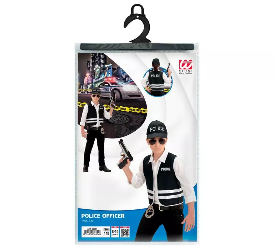 Kit de Policía inglés infantil: Gorro y chaleco