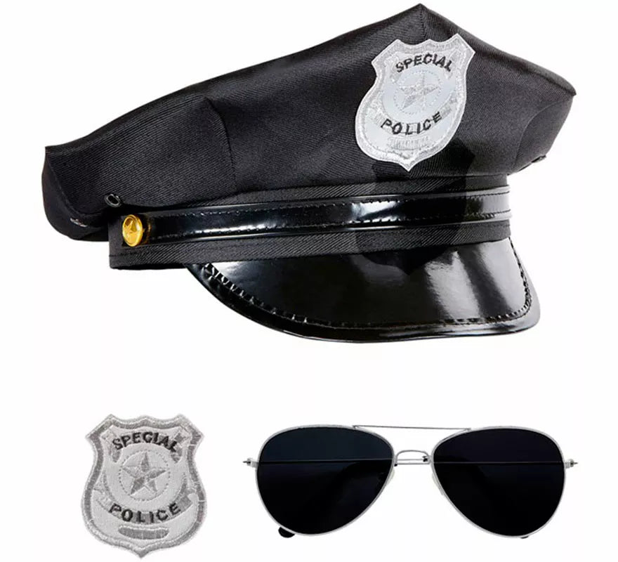 Translation missing: de.Kit de Policía para adultos: Gorra, Gafas y Placa