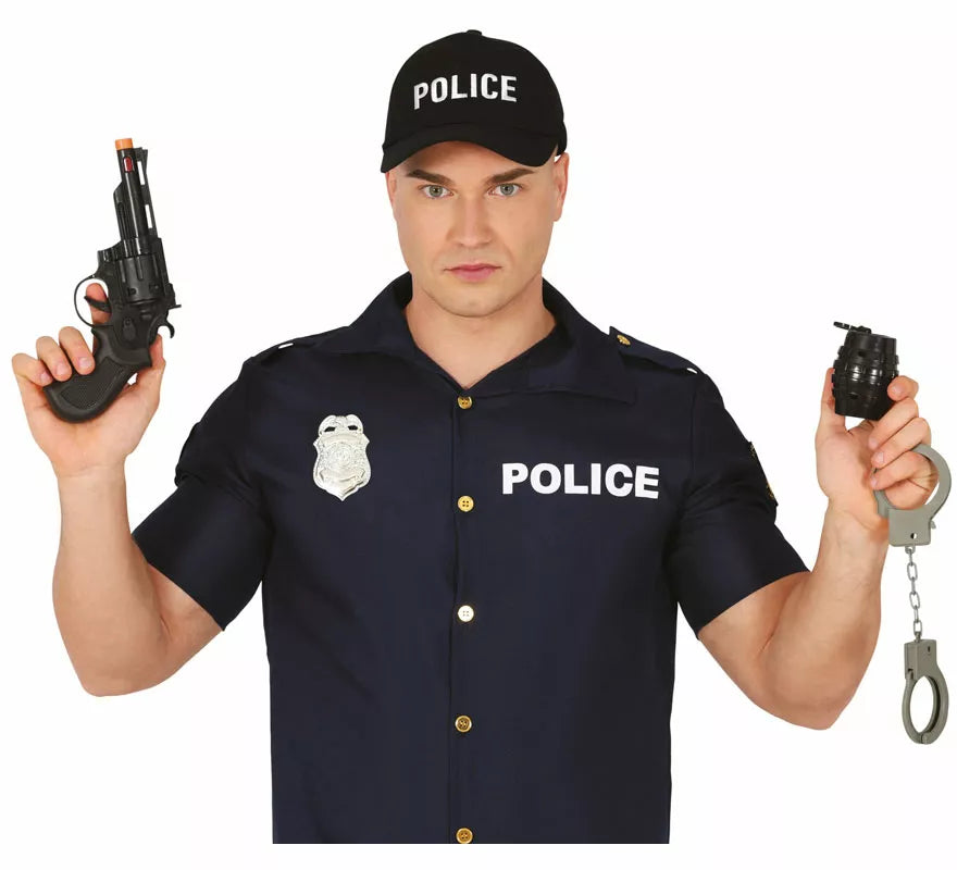 Translation missing: de.Kit de Policía: Pistola, granada, esposas y placa