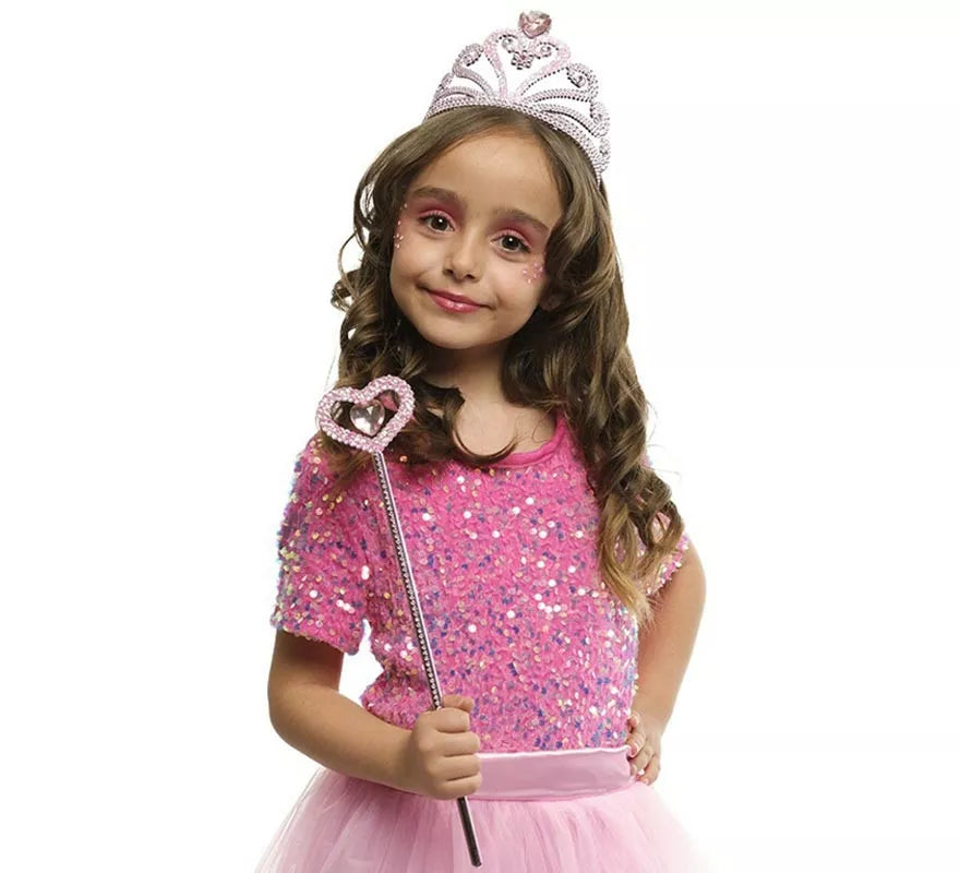Translation missing: de.Kit de Princesa Heart rosa infantil: Tiara y Varita
