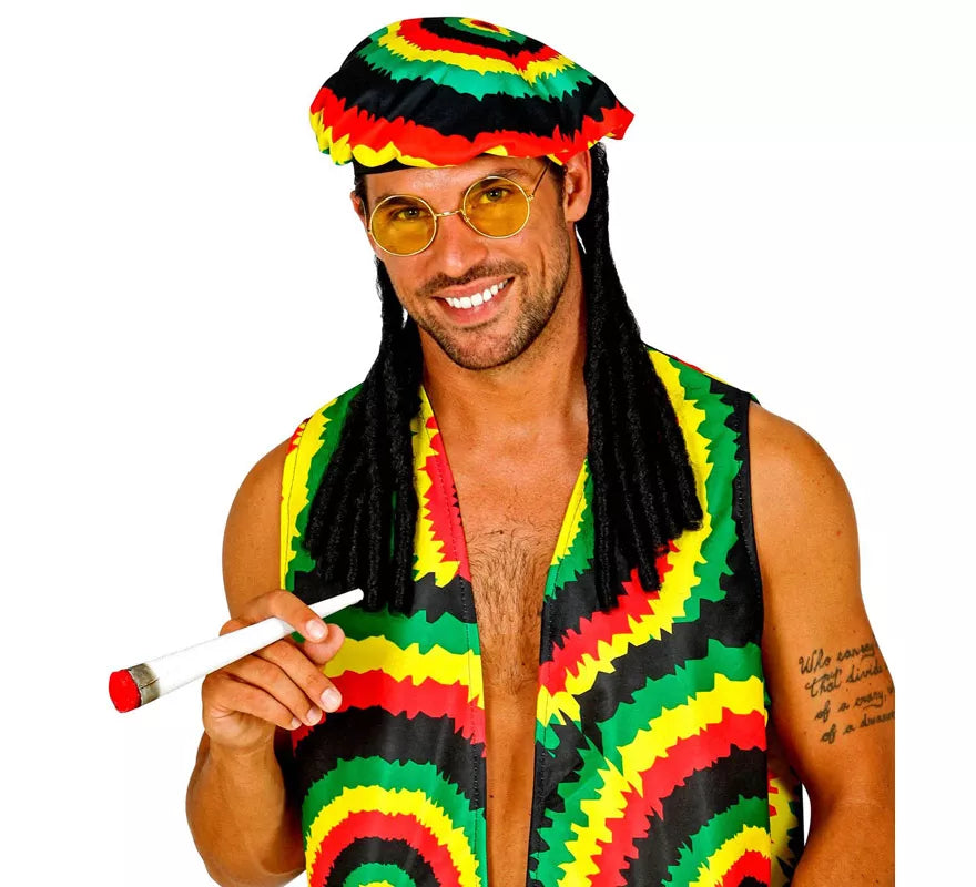 Translation missing: de.Kit de Rastafari: Gorro con rastas, Gafas y Cigarro