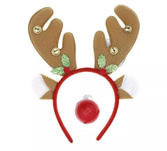 Braunes Rudolph-Rentier-Set: Stirnband und Nase