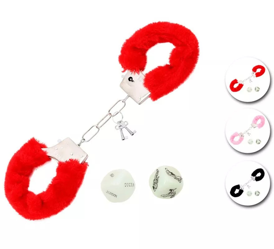 Translation missing: de.Kit de Sado adulto: Esposas de Peluche y dados