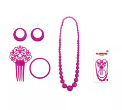 Fuchsia Sevillana Kit: Kamm, Halskette, Ohrringe und Armband