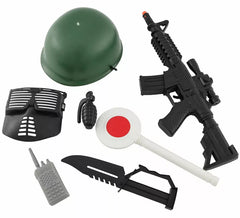 Militär-Soldaten-Set mit Helm und Plastikgewehr