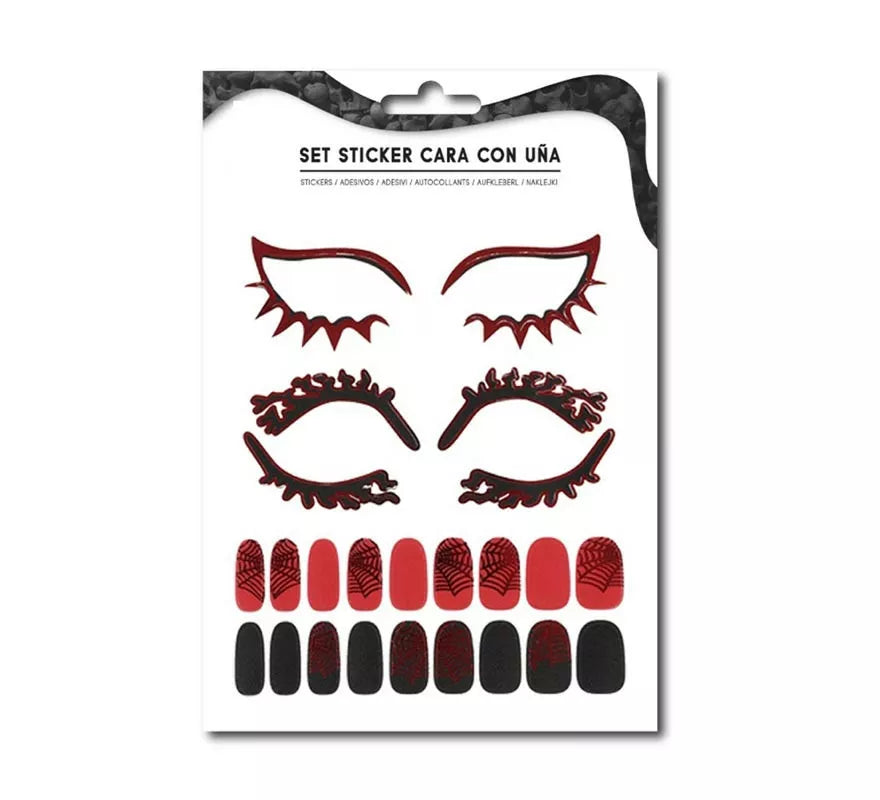Translation missing: de.Kit de Sticker Facial adulto: Contorno de ojos y uñas telaraña