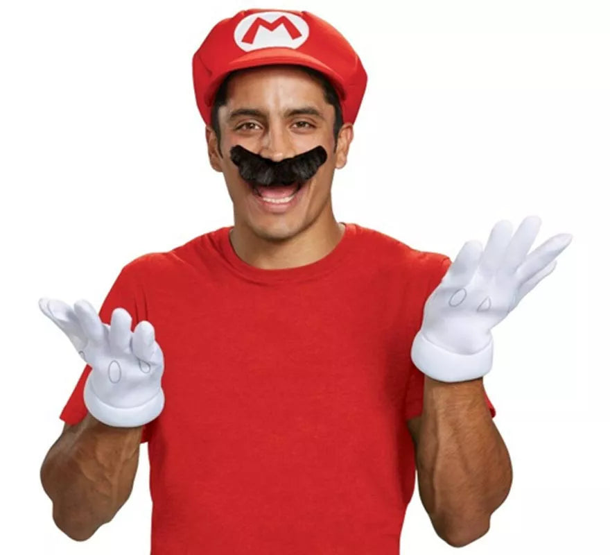 Kit de Super Mario Nintendo para Adulto: Gorra, guantes y bigote