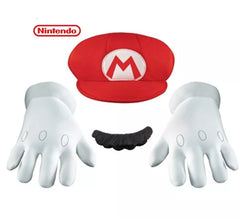 Super Mario Nintendo Kit für Erwachsene: Mütze, Handschuhe und Schnurrbart