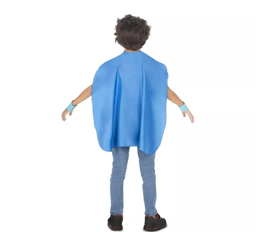 Kit de Superhéroe azul infantil: antifaz, capa y cinturón