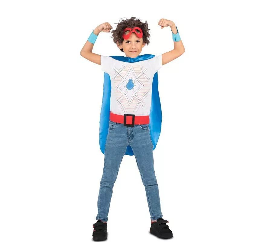 Translation missing: de.Kit de Superhéroe azul infantil: antifaz, capa y cinturón