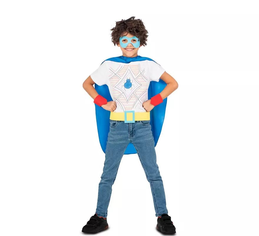 Translation missing: de.Kit de Superhéroe azul infantil: antifaz, capa y cinturón