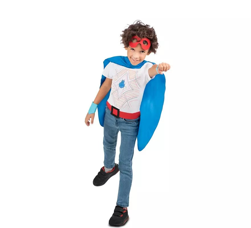 Translation missing: de.Kit de Superhéroe azul infantil: antifaz, capa y cinturón