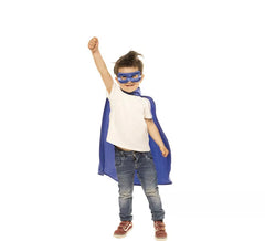 Blaues Superhelden-Set für Kinder: Umhang und Maske