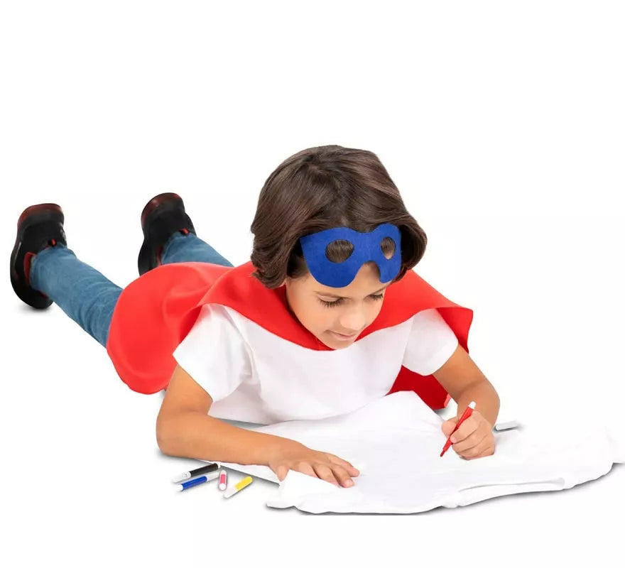 Translation missing: de.Kit de Superhéroe rojo infantil: antifaz, capa y cinturón