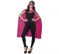 Adult Pink Superhero Kit: Umhang und Maske