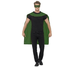 Adult Green Superhero Kit: Umhang und Maske