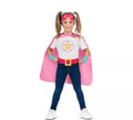 Kit de Superheroína rosa infantil: antifaz, capa y cinturón
