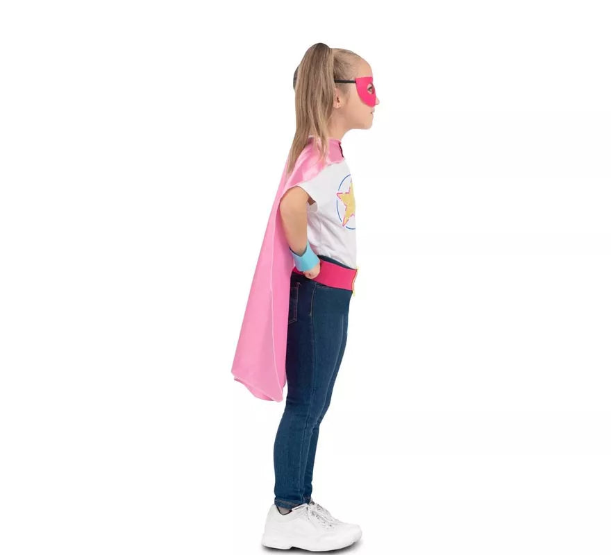 Translation missing: de.Kit de Superheroína rosa infantil: antifaz, capa y cinturón