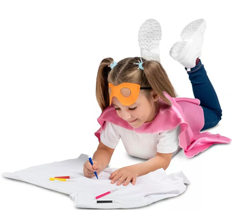 Translation missing: de.Kit de Superheroína rosa infantil: antifaz, capa y cinturón