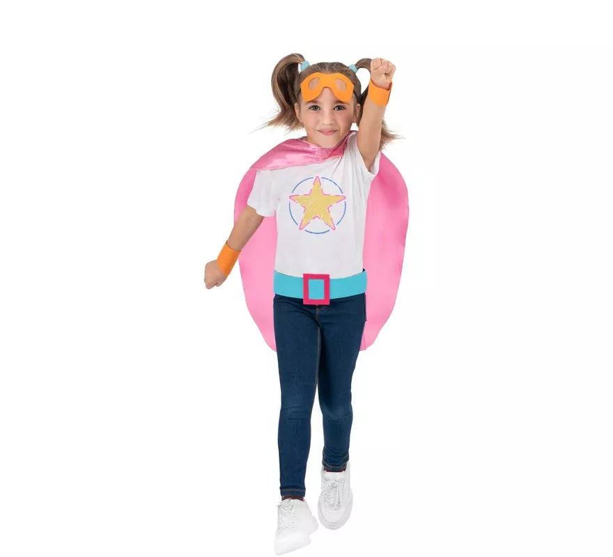 Translation missing: de.Kit de Superheroína rosa infantil: antifaz, capa y cinturón