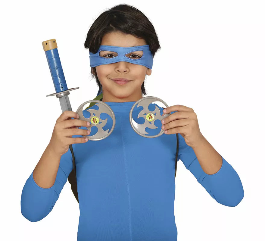 Translation missing: de.Kit de Tortuga verde infantil: Caparazón, Espada, Antifaz y Shuriken