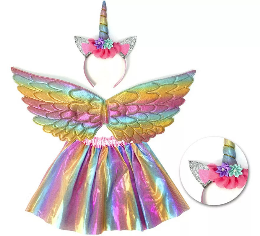 Translation missing: es.Kit de Unicornio Arcoíris Infantil: Diadema, Alas y Tutú