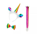 Kit de Unicornio multicolor: Diadema, Corbatín y Cola