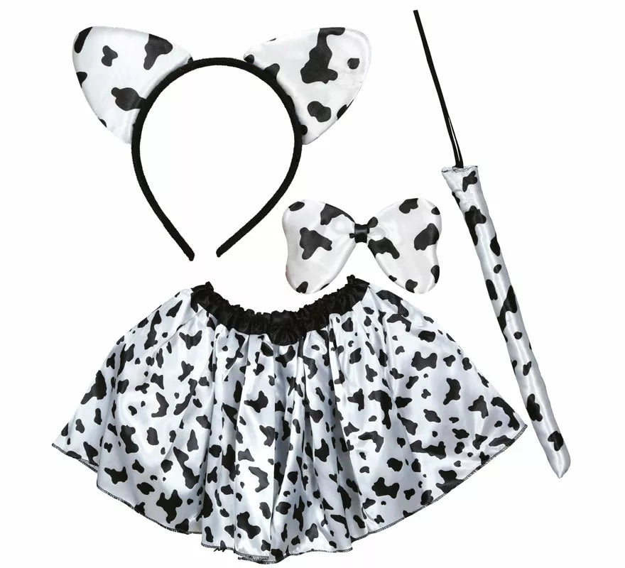 Translation missing: es.Kit de Vaca con manchas infantil: Diadema, lazo, cola y falda