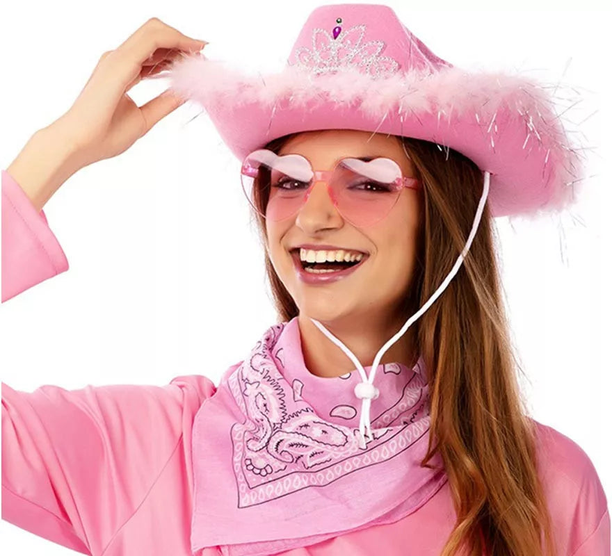 Translation missing: de.Kit de Vaquera rosa: Gafas, pañuelo y sombrero de 58 cm