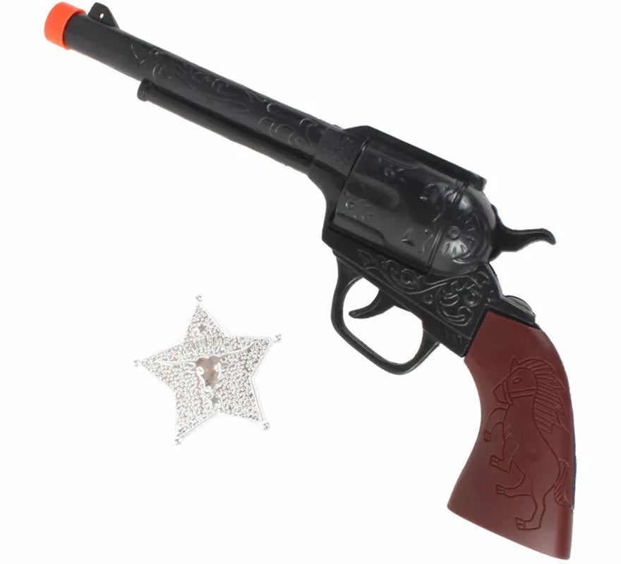 Translation missing: de.Kit de Vaquero: Placa y Revolver de 34 cm de plástico