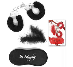Sexy Handschellen-Set: Handschellen, Federn und Maske in verschiedenen Farben