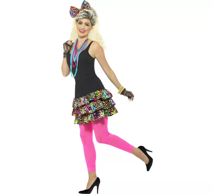 Kit fiesta años 80: Falda, Lazo y Collar para mujer