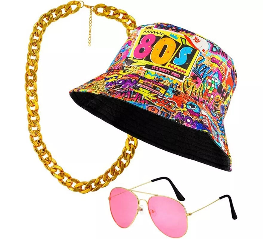 Translation missing: de.Kit Funky Años 80: Sombrero, Gafas y Collar