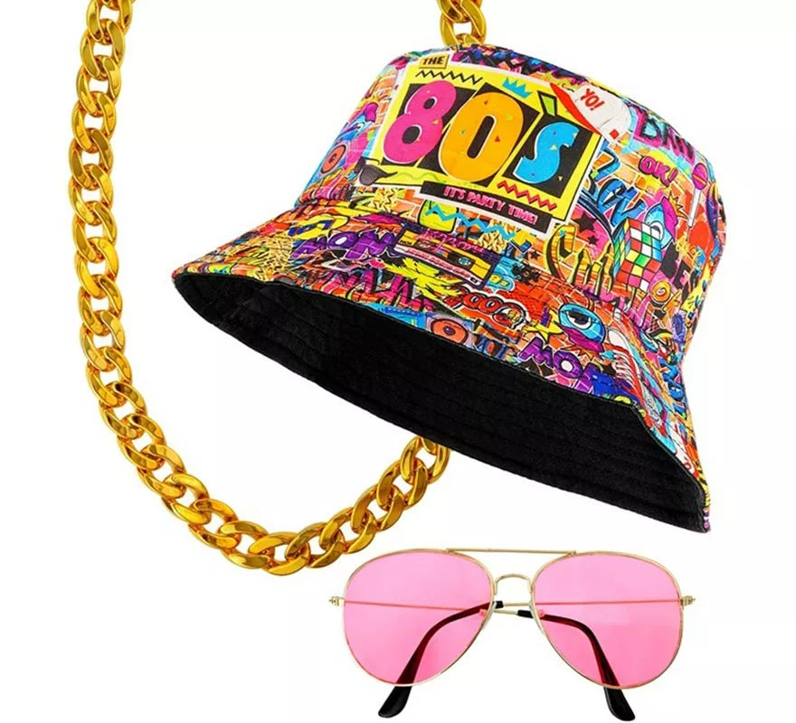Translation missing: de.Kit Funky Años 80: Sombrero, Gafas y Collar