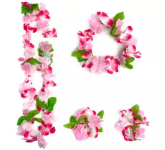 Fuchsia Floral Hawaii Kit: Halskette, Armbänder und Kopfschmuck