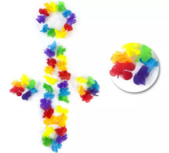 Mehrfarbiges Hawaii-Set: Halskette, Armbänder und Kopfschmuck