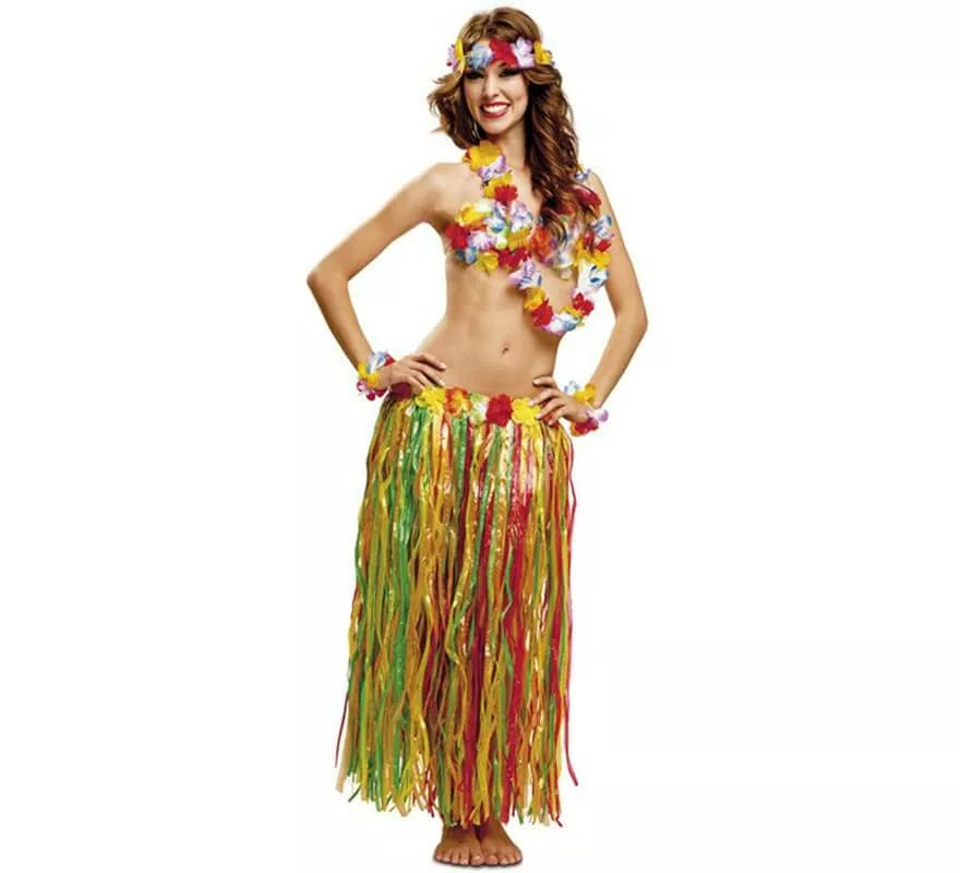 Translation missing: de.Kit Hawaiana Deluxe: Corona, collar, pulseras, sujetador y falda
