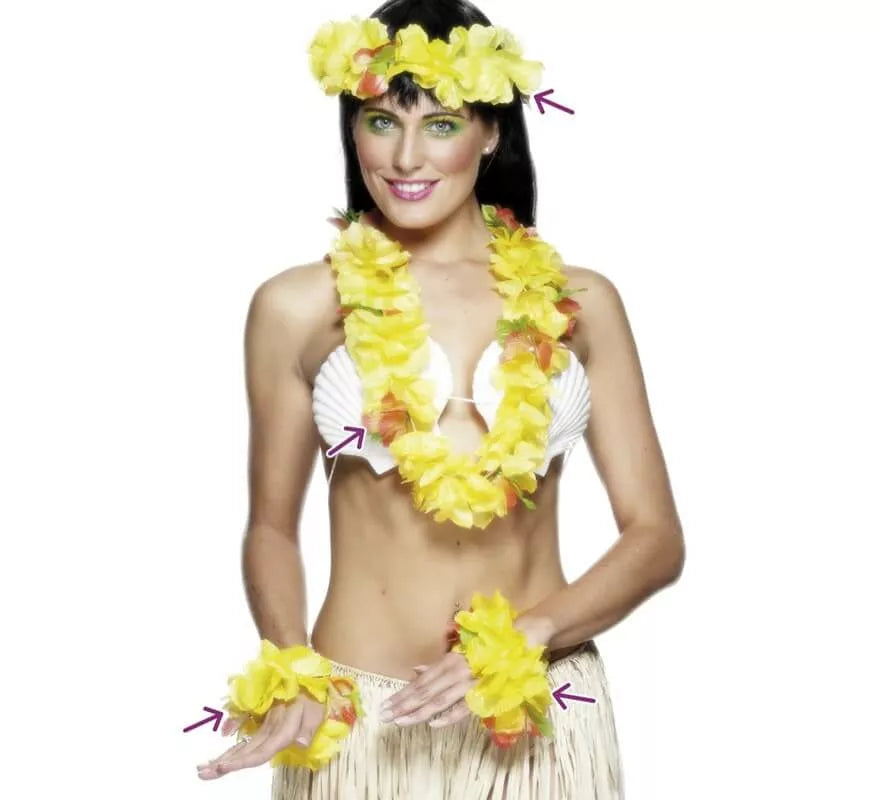 Translation missing: de.Kit Hawaiano Amarillo: Collar, Cinta para la cabeza y Pulseras
