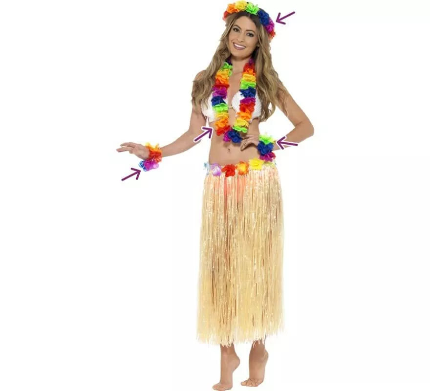 Translation missing: de.Kit Hawaiano Arco iris: Collar, Diadema y Muñequera