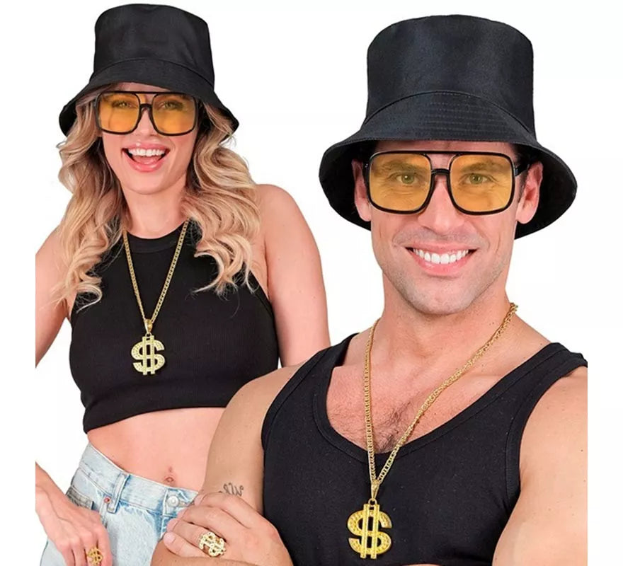 Translation missing: de.Kit Hip Hop Años 90: Sombrero, Gafas, Collar y Anillo