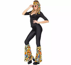70er Hippie-Set Multicolor Bubbles für Erwachsene: Stirnband und Beinwärmer
