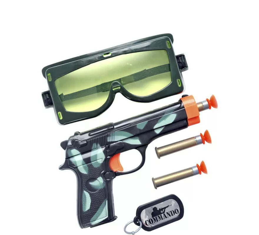 Translation missing: de.Kit Militar: Pistola, Balas, Gafas de Protección y Placa