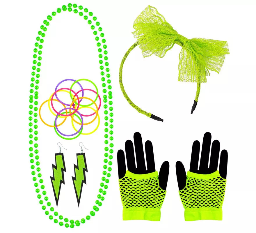 Translation missing: de.Kit Neón en varios colores Años 80: Diadema, Collar, Pulseras, Pendientes y Guantes